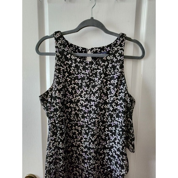 Tommy Hilfiger‎ Womens Chiffon Sleeveless Floral Dress Round Neck Black  L - Picture 3 of 9